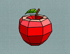 Illustration av datagenererat äpple